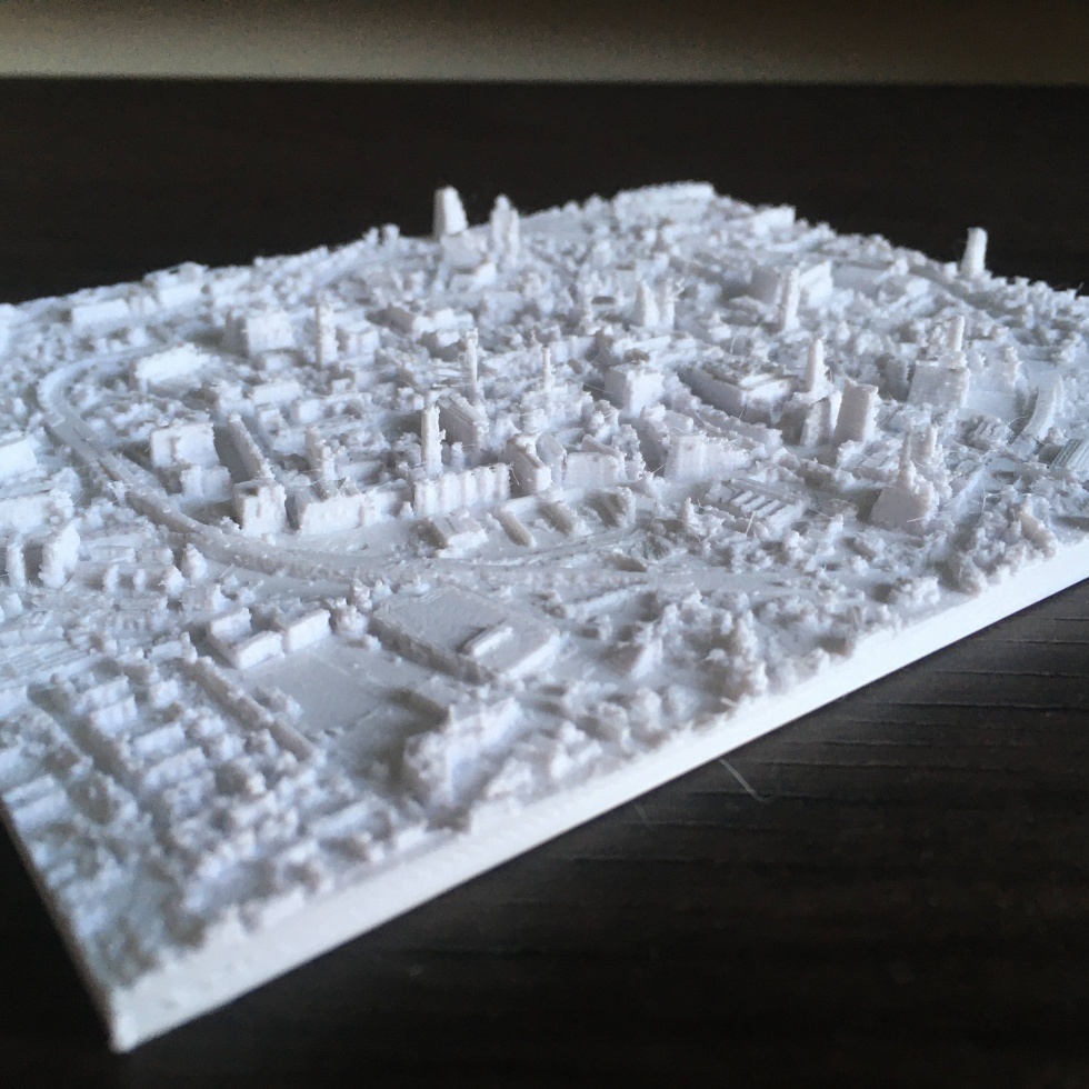 Coventry City Centre 3d printed model scale 1:10000